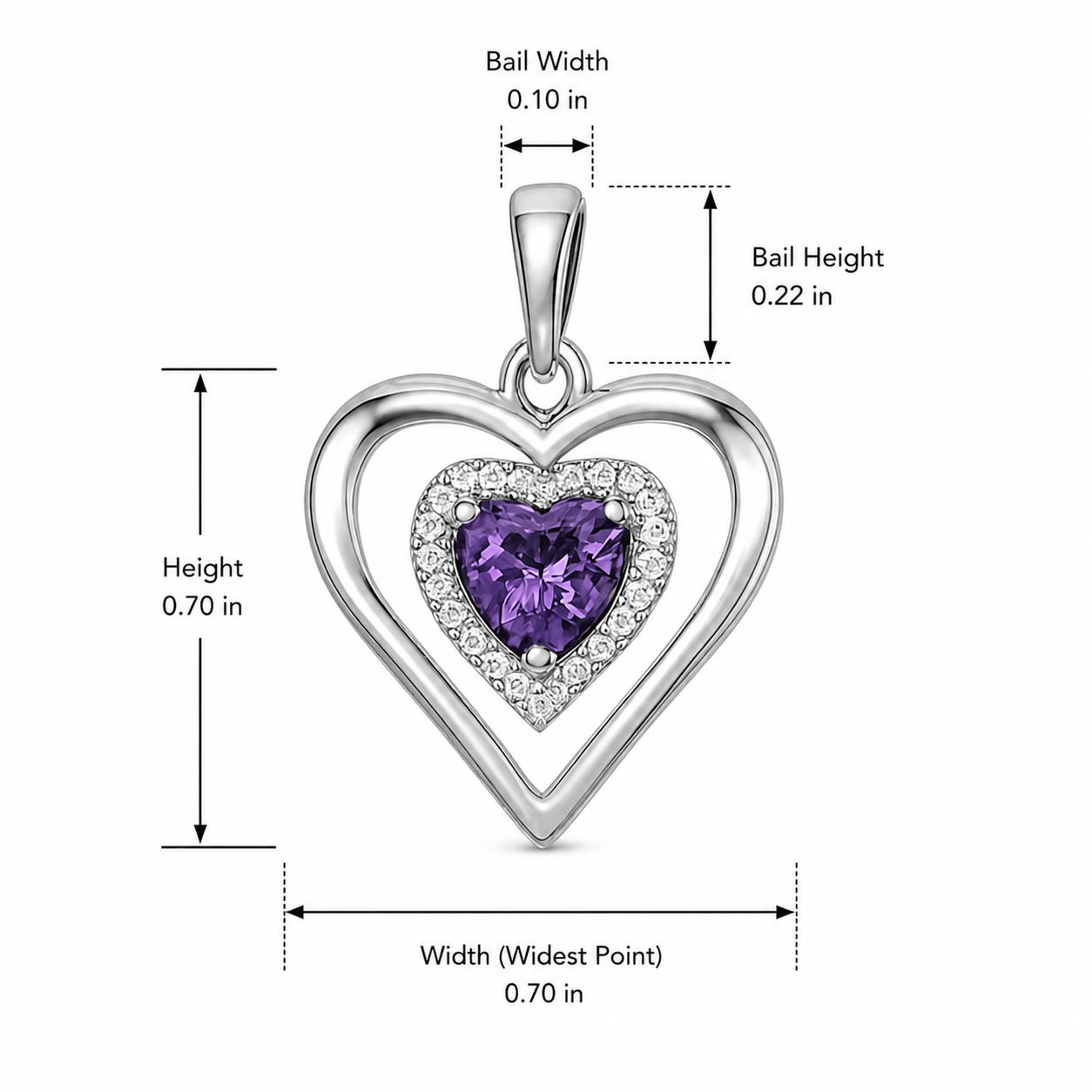 Amora Violet Heart Pendant