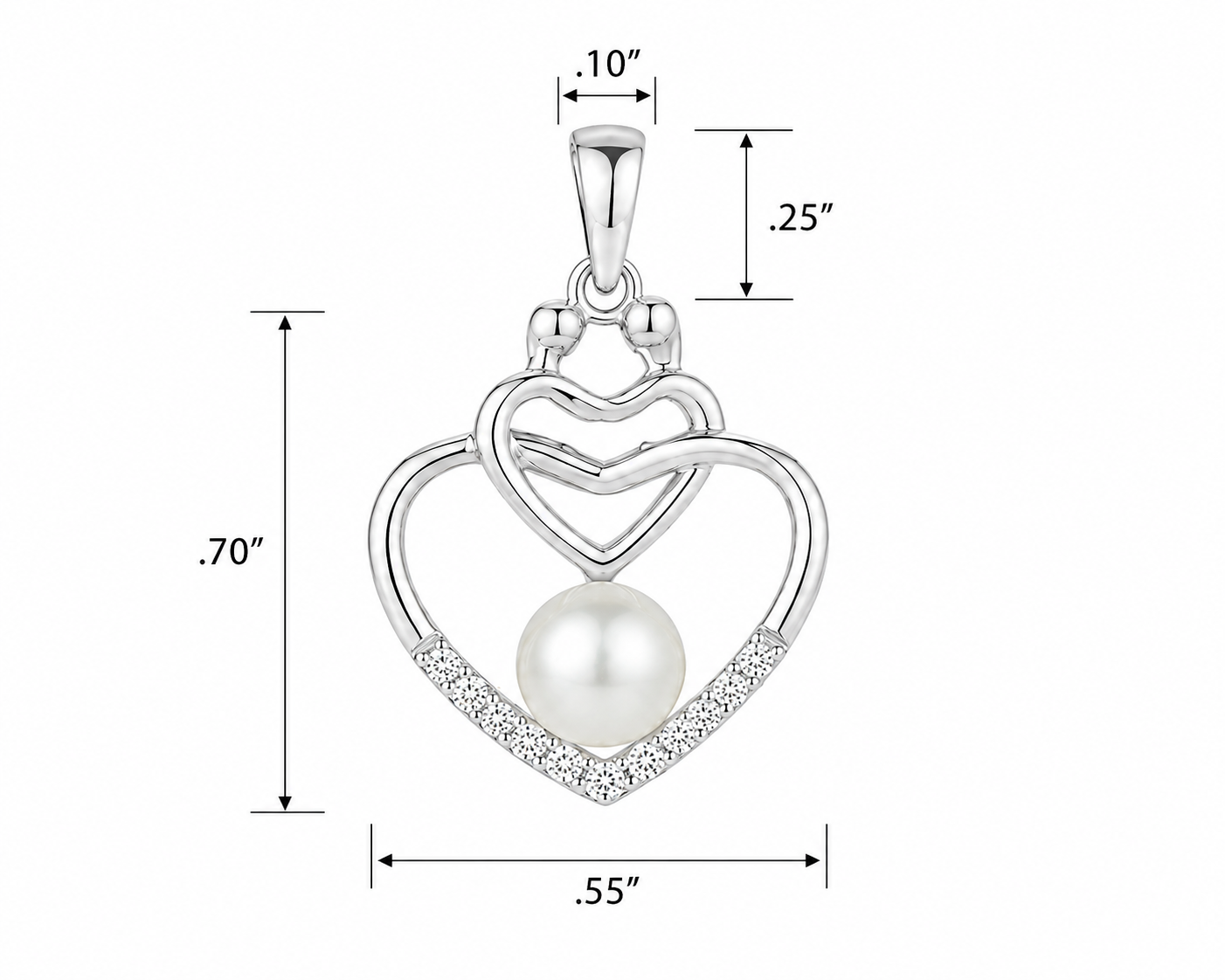 Beaucraft Everly Double Heart Pearl Pendant