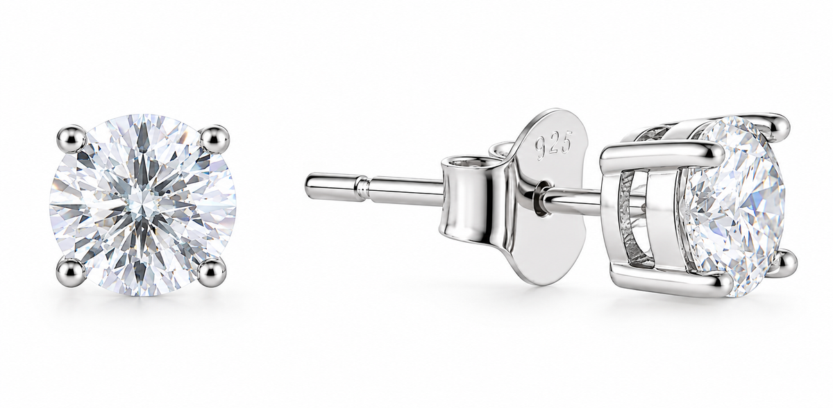 Beaucraft Half-Carat Moissanite Solitaire Push Back Earrings