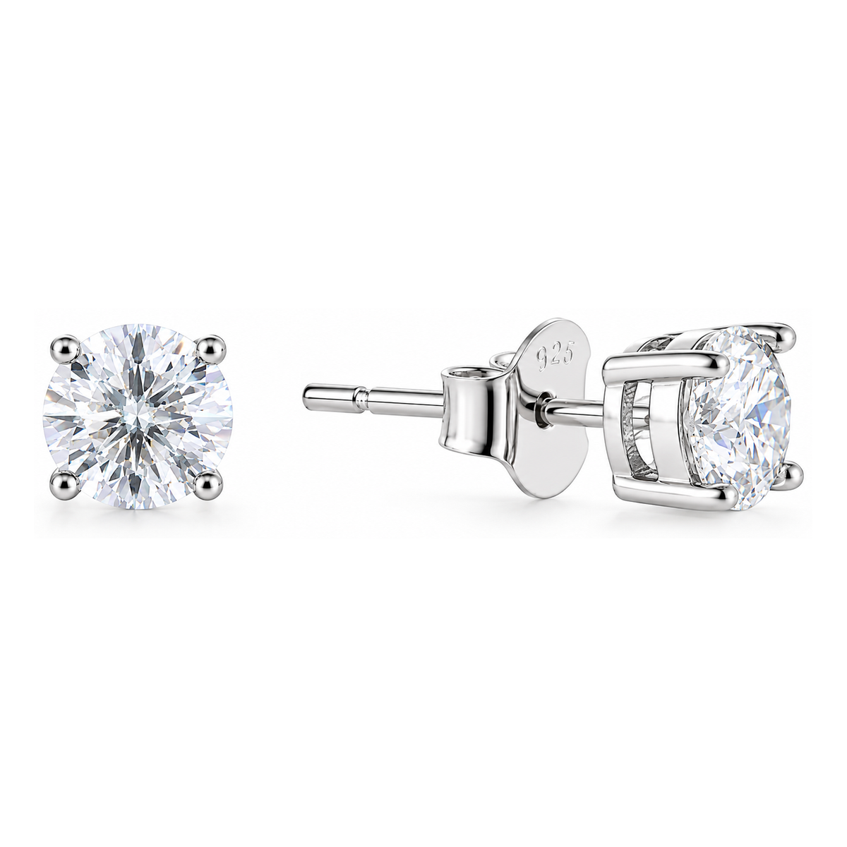.5 Carat Moissanite Stud Earrings 4 Prong Setting Push Back