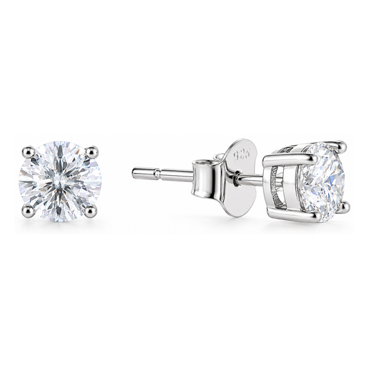 .5 Carat Moissanite Stud Earrings 4 Prong Setting Push Back
