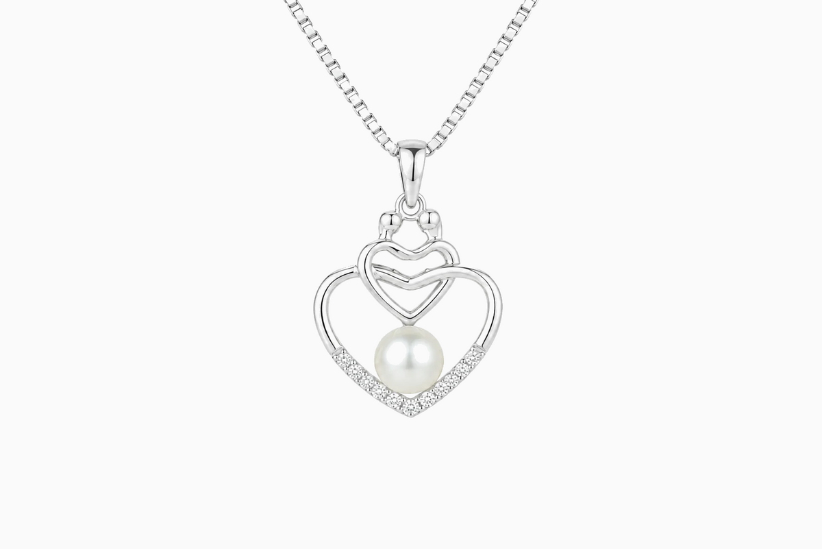 Beaucraft Everly Double Heart Pearl Pendant