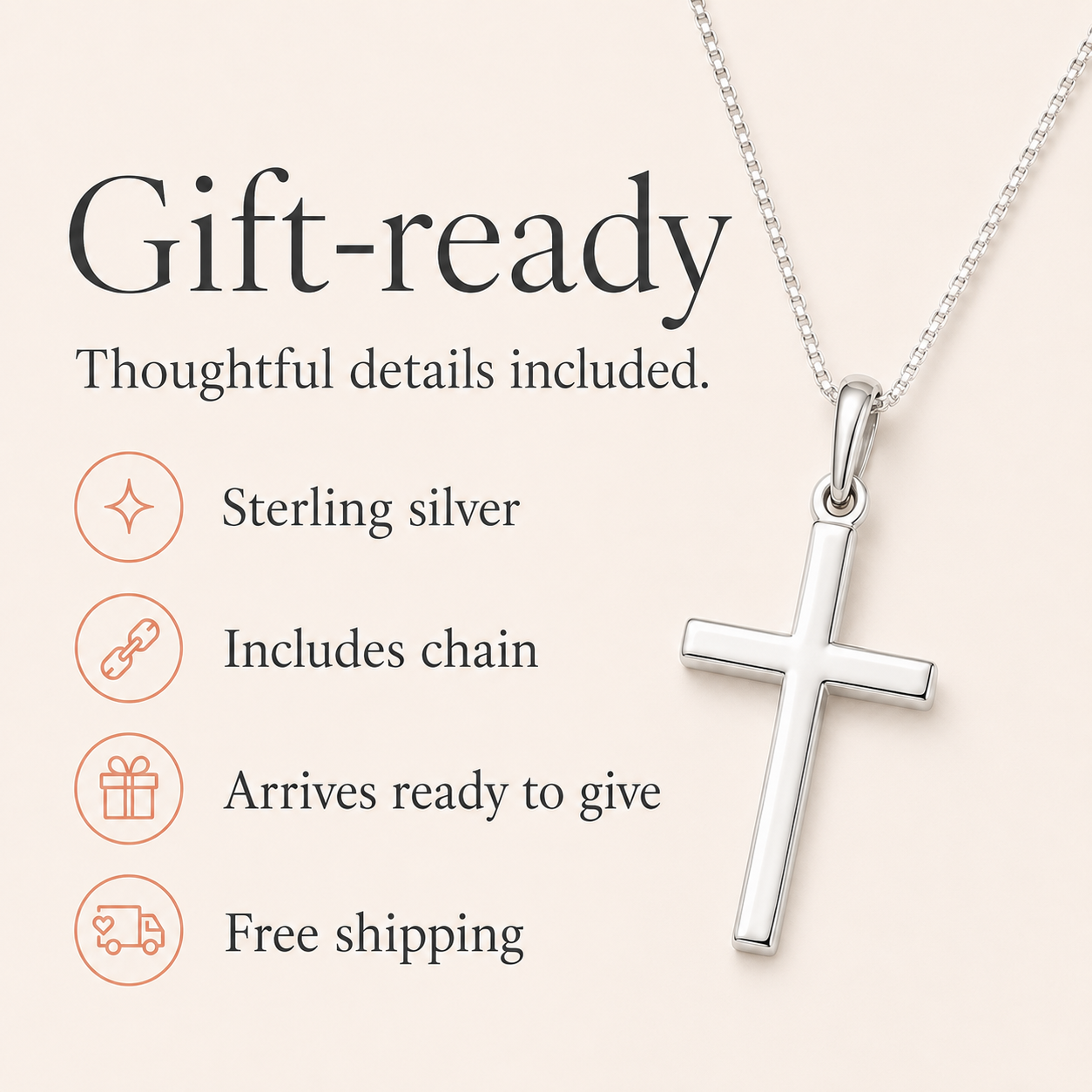 Classic Polished Sterling Silver Cross