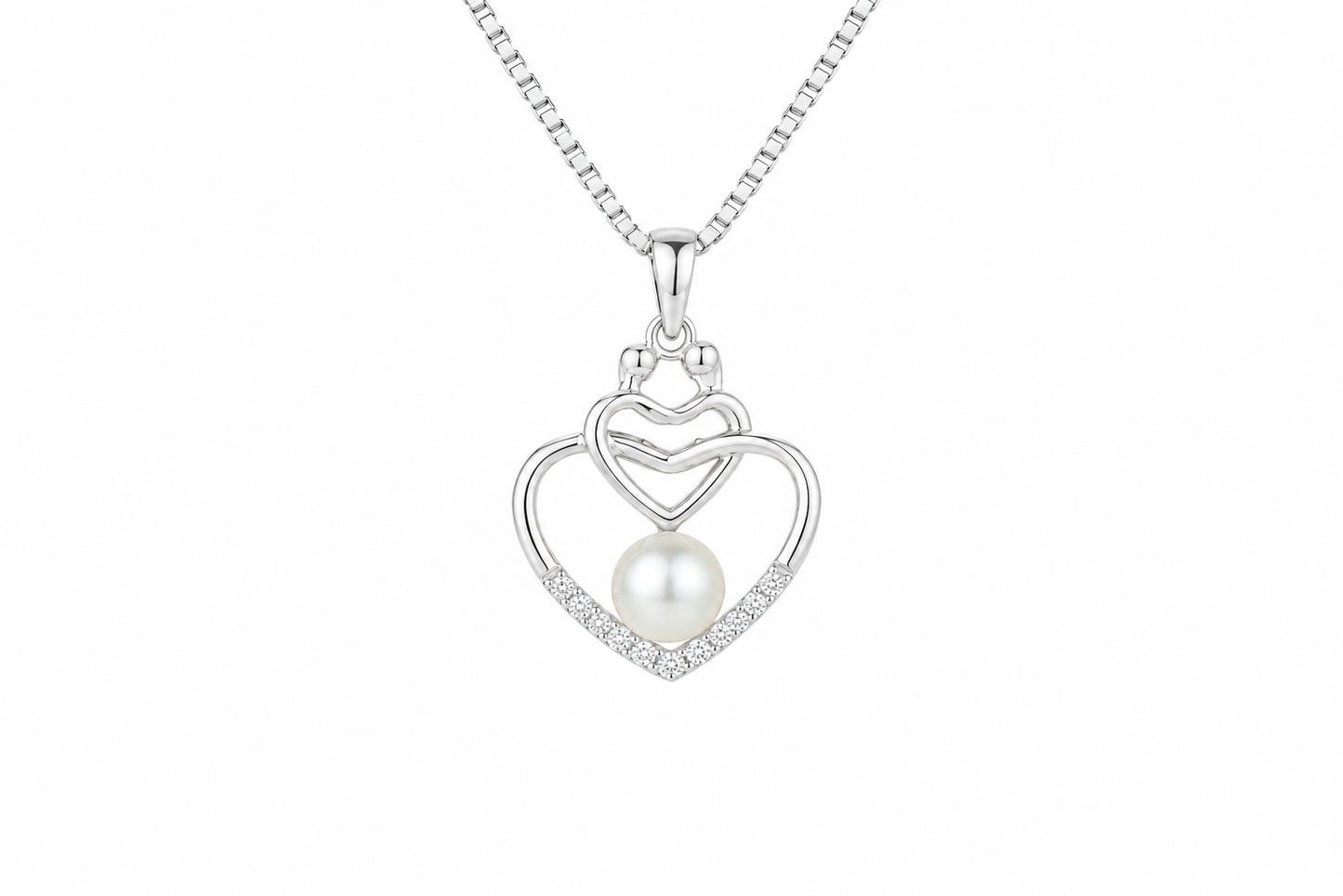 Beaucraft Everly Double Heart Pearl Pendant